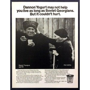 1977 Russian 89 Year Old Man & His Mother photo Dannon Yogurt vintage print ad